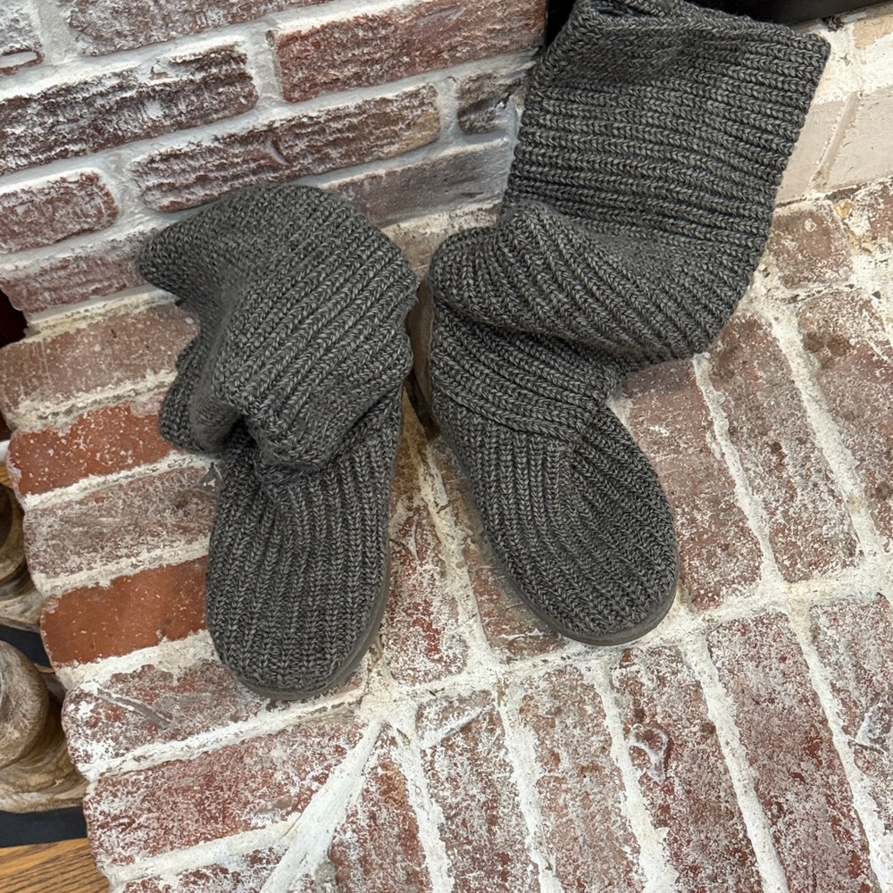 UGG Gray Knit Ankle Boots